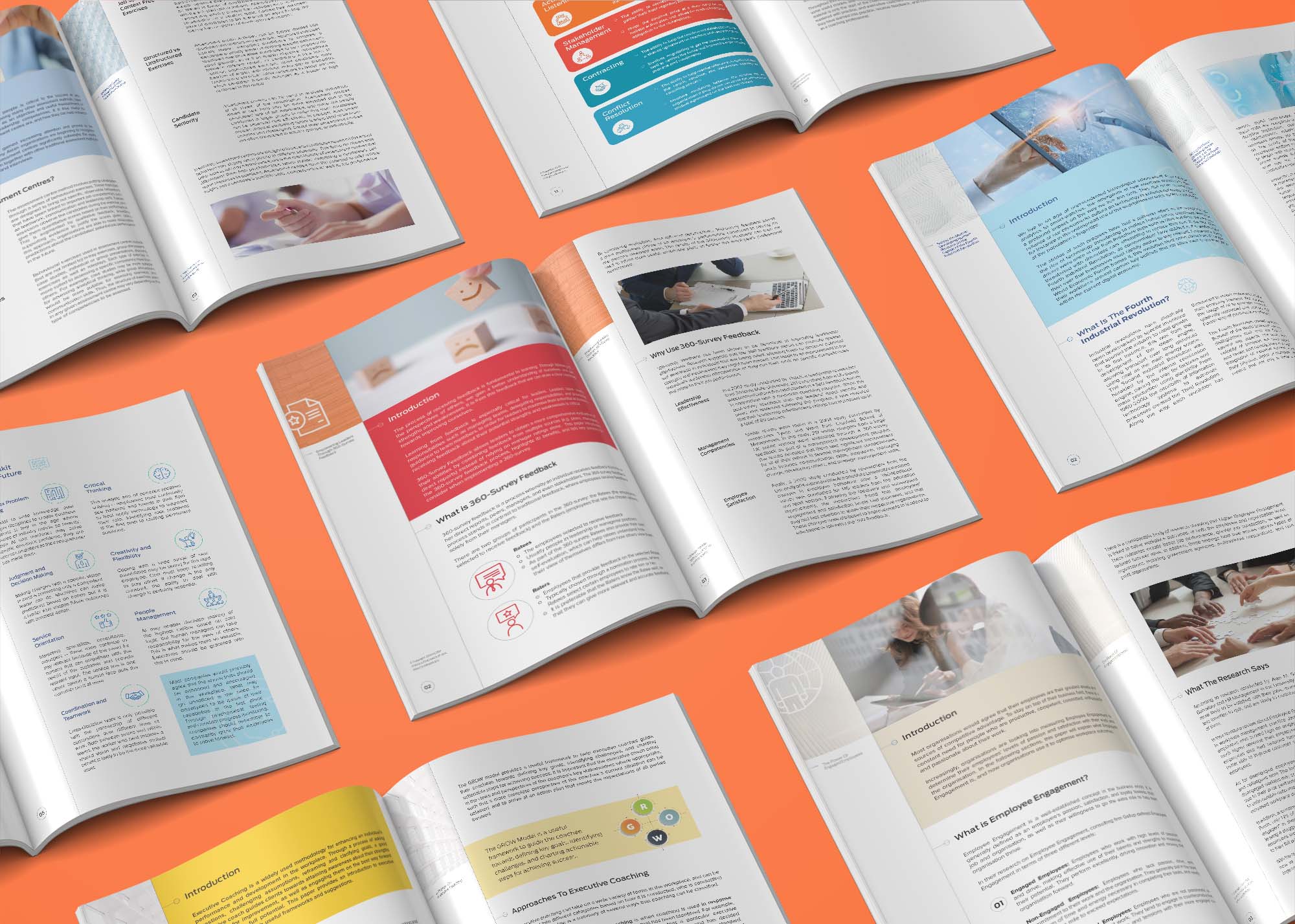 A wooden tray holds three stones, a cup of espresso, and various fabric and tile samples in neutral and bold colors, creating a harmonious palette.