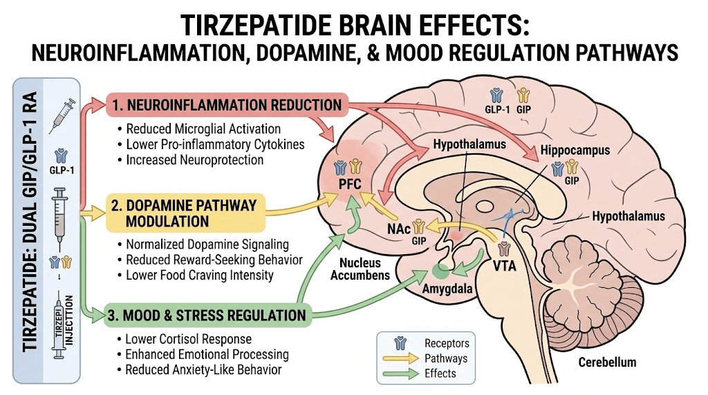 Tirzepatide brain effects on inflammation mood and cognitive function