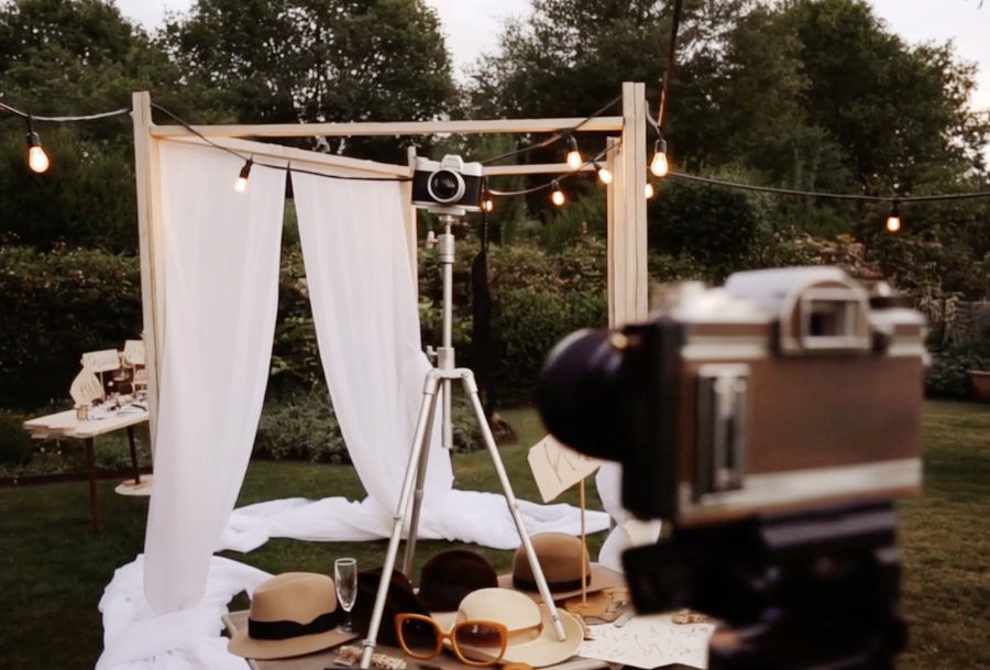 Outdoor photo booth set up