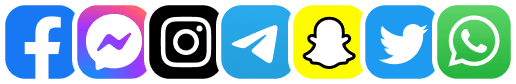iconos de aplicaciones de redes sociales como Facebook, Messenger, Instagram, Telegram, Snapchat, Twitter o X y WhatsApp