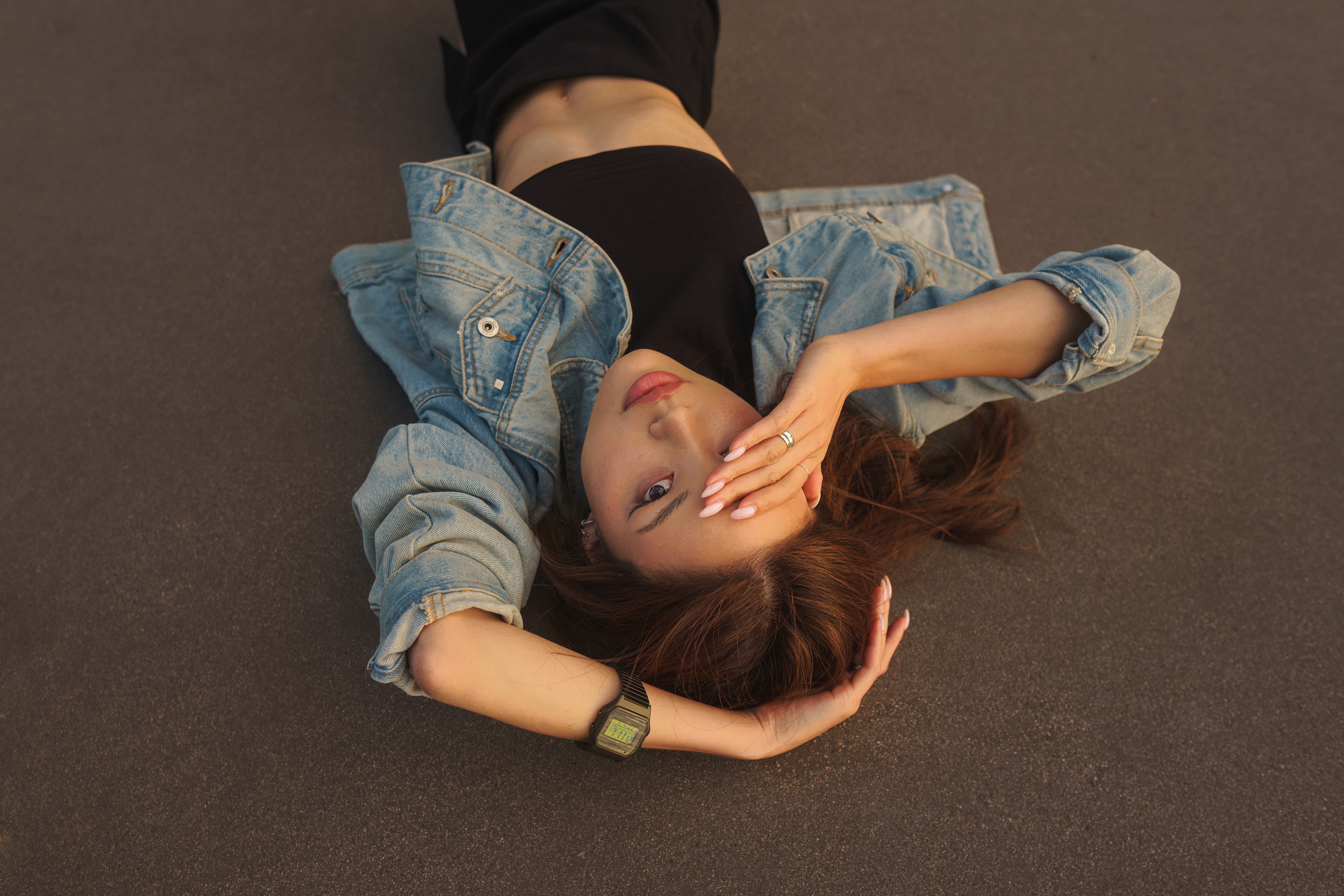 female fashion model wearing watch