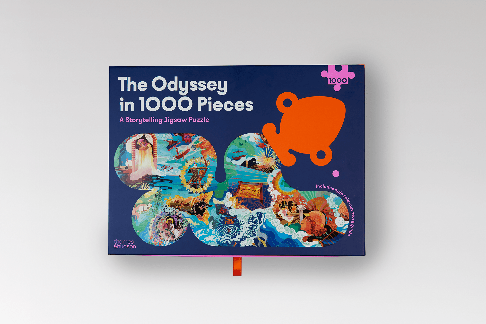 The Odyssey jigsaw puzzle packaging designed for Thames & Hudson, featuring colorful editorial artwork.