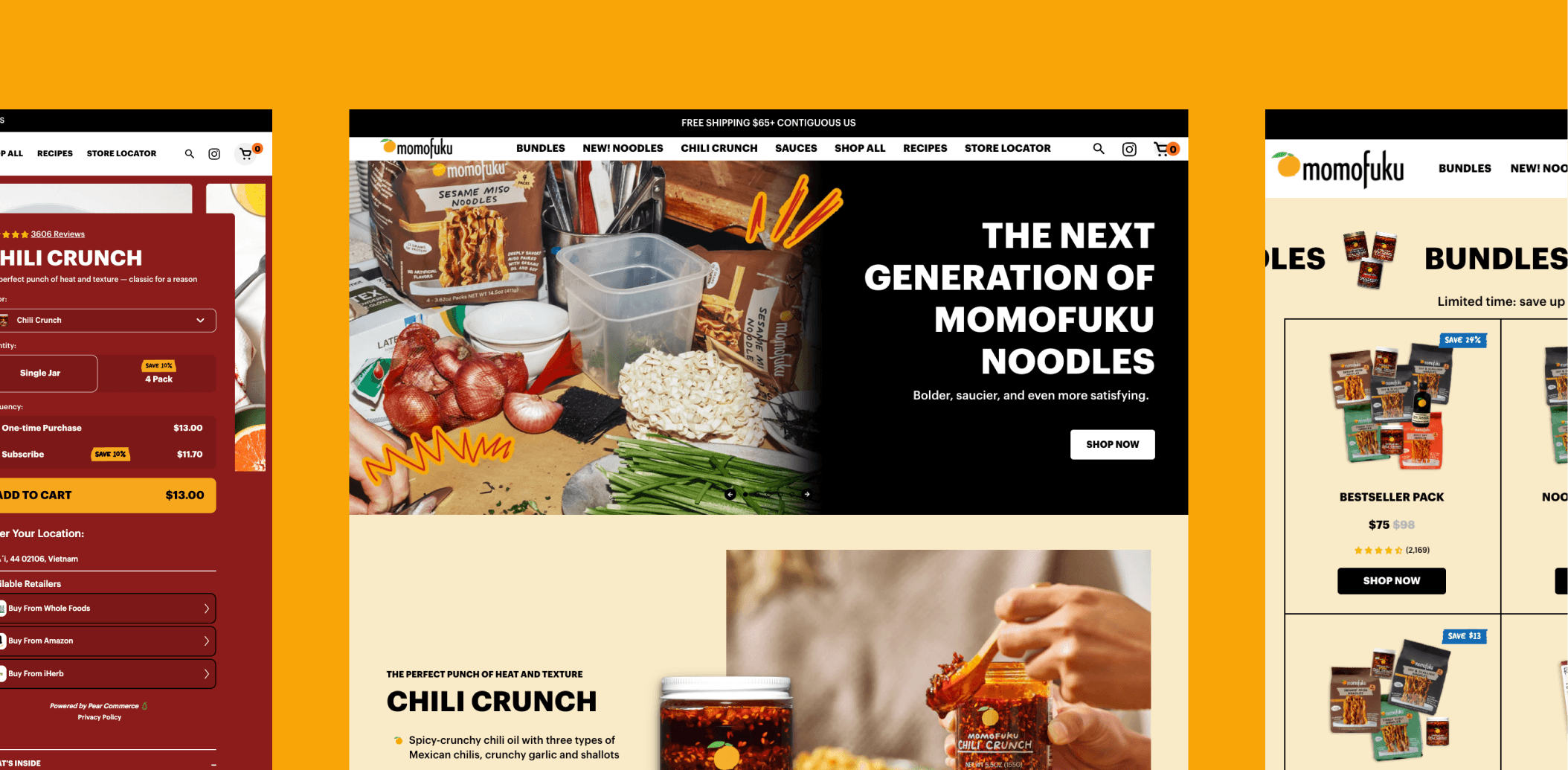 Momofuku Shopify homepage highlighting curated product bundles