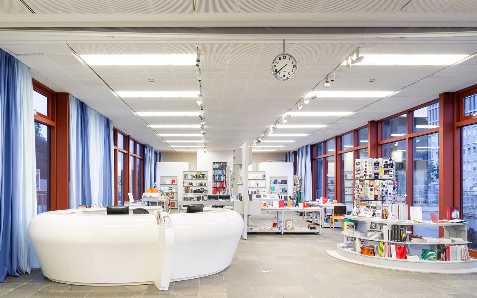 Museum gift shop at Belvedere 21, Vienna, with books and souvenirs displayed.