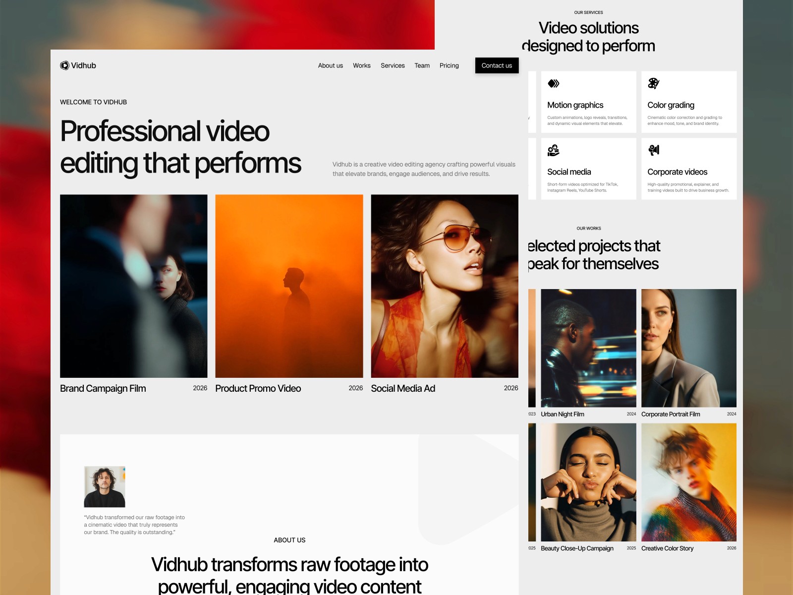 Vidhub — 现代动效创意机构官网设计灵感