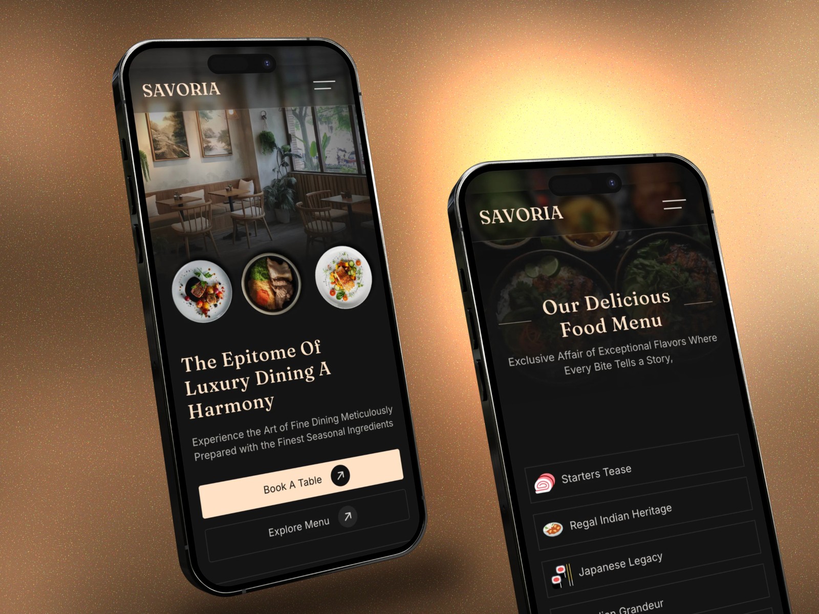 SAVORIA — 高级暗黑现代餐饮品牌网站设计灵感