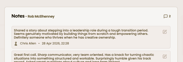 Candidate notes on Happlicant ATS/CRM - candidate CRM