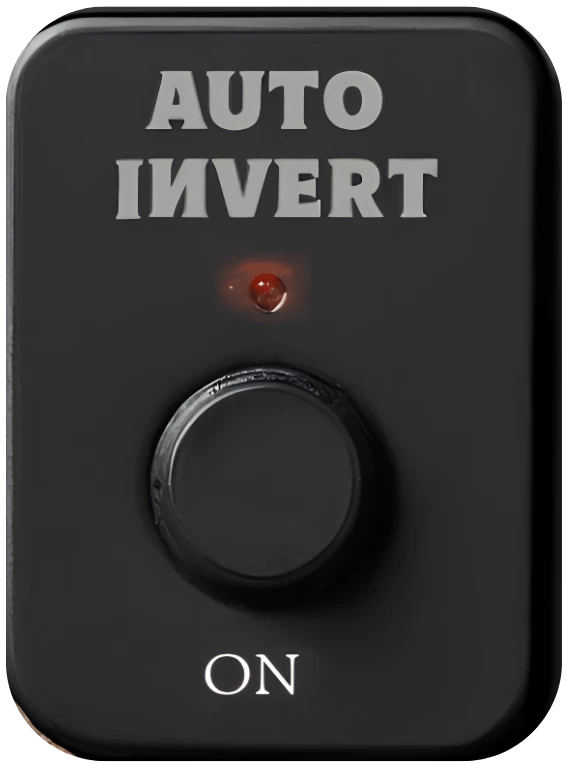 The Auto Invert knob module, dark theme, shown ON
