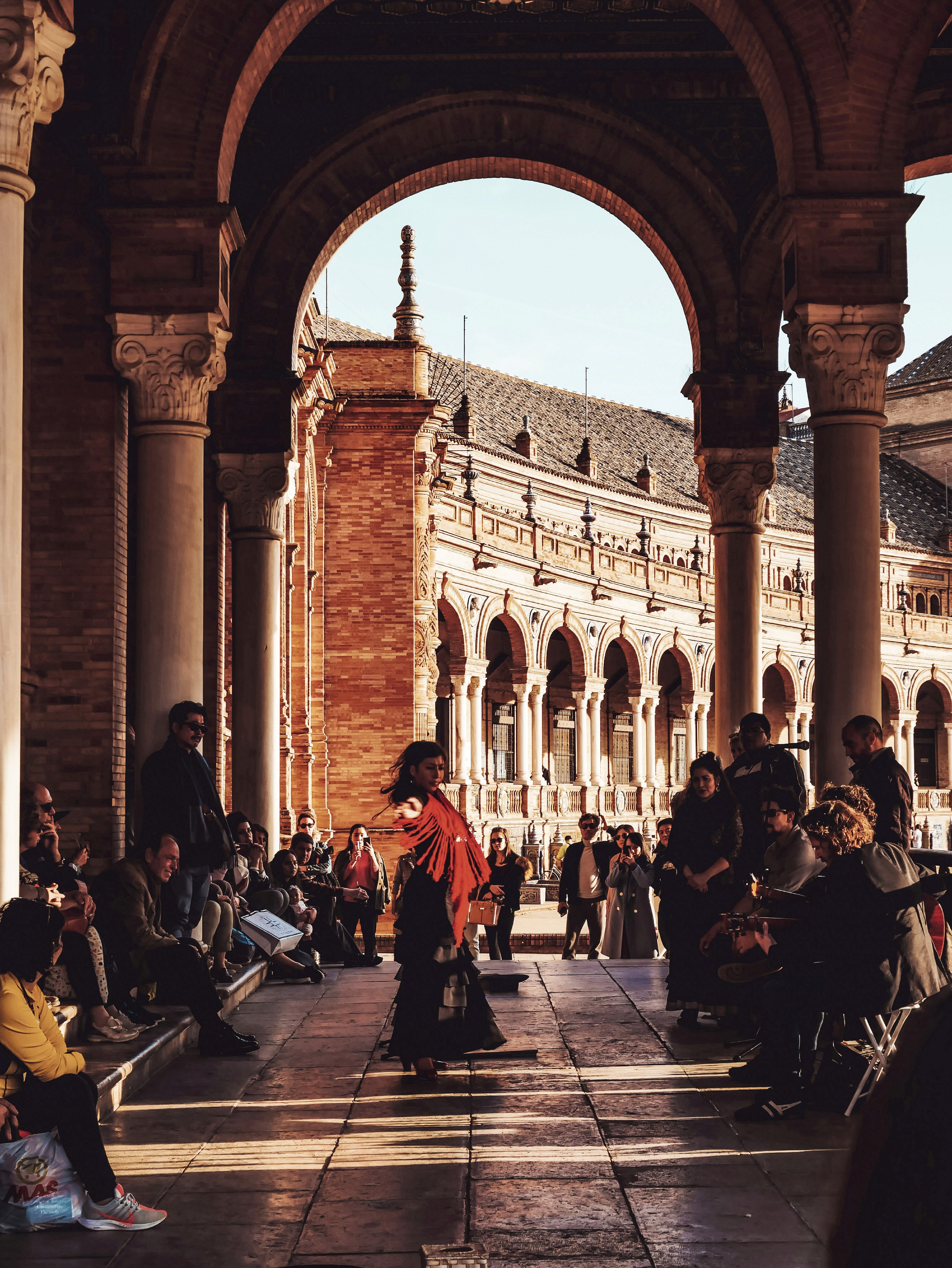 Flamenco dancer in Plaza de Espana seville spain