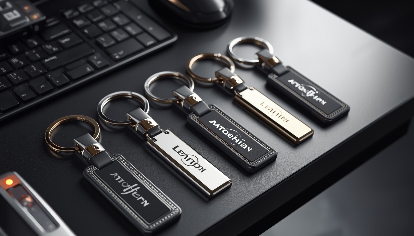 A_collection_of_custom_branded_keychains_metal_acrylic_silicone_placed_neatly_on-0