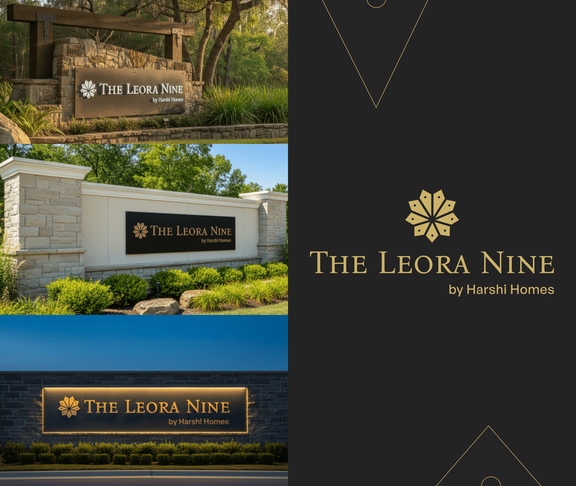 A real estate logo design. Real estate branding desing. The leora Nine New Jersey