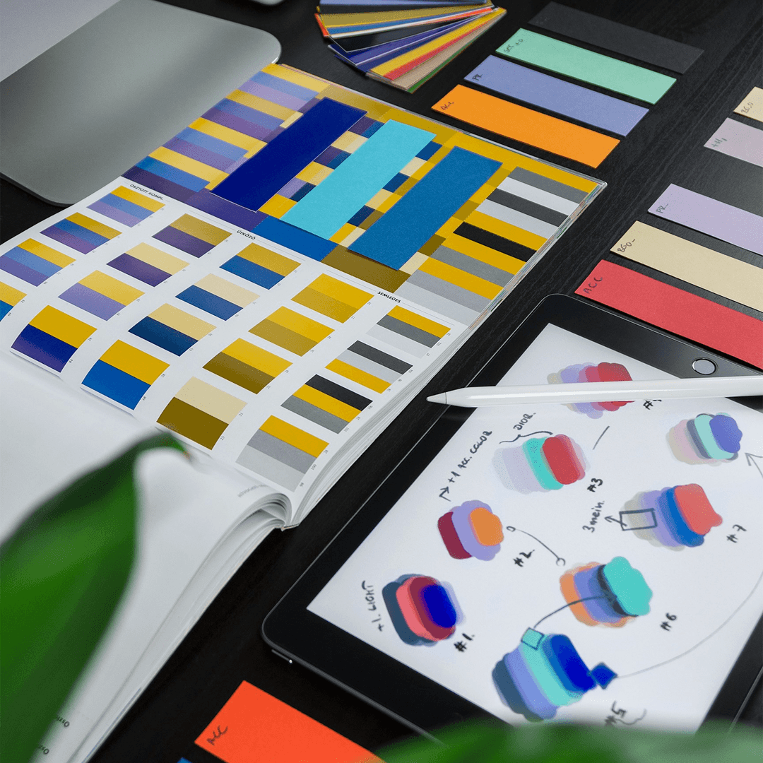 Futuristic black and white robot facing forward on minimal backdrop.