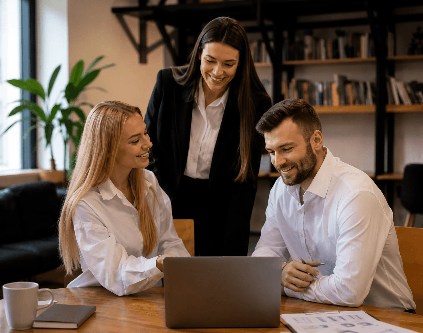 Business professionals reviewing accounts receivable and automated payment workflows for a SaaS business.