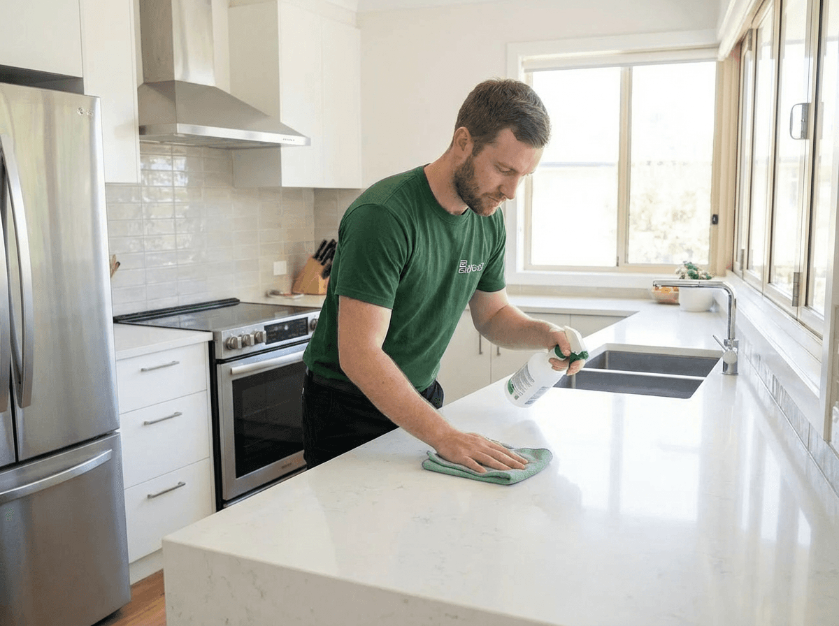 No Spots staff cleaning a home kitchen