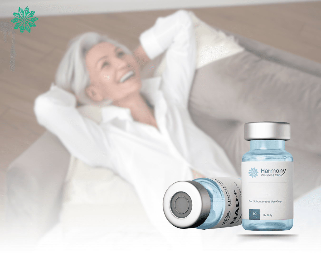 Vial of peptide therapy medication used for hormone and metabolism support during perimenopause at Harmony Wellness Clinic