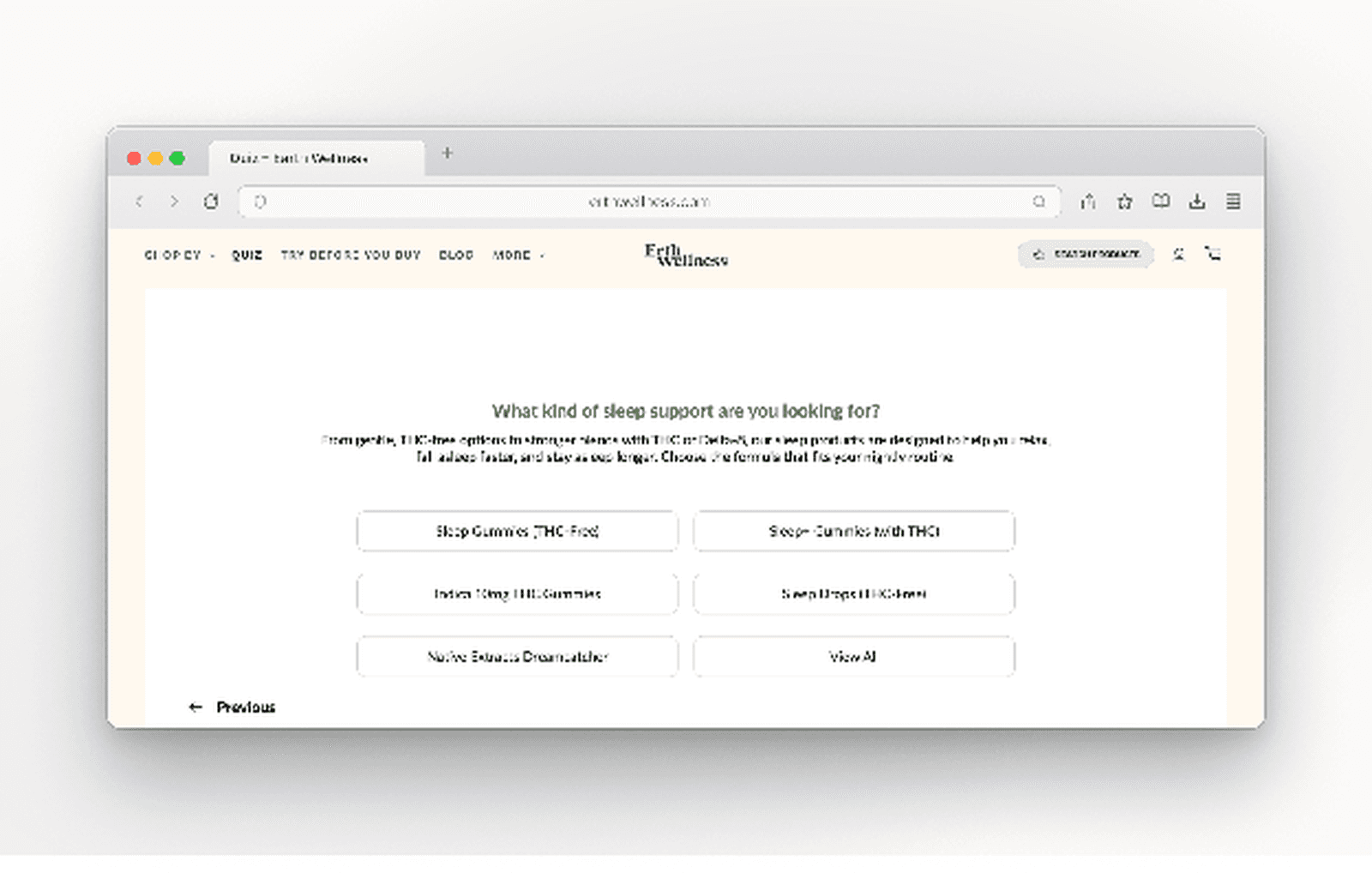 Un quiz creado con Recomma en Erth Wellness