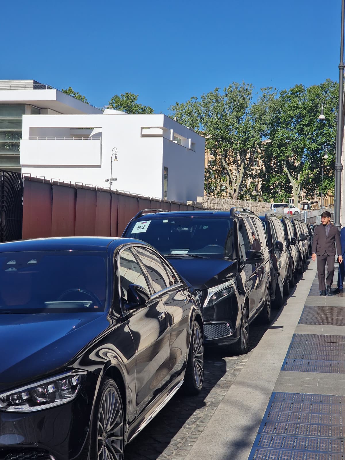 A line up of vehicles prepped and ready for the next trip.