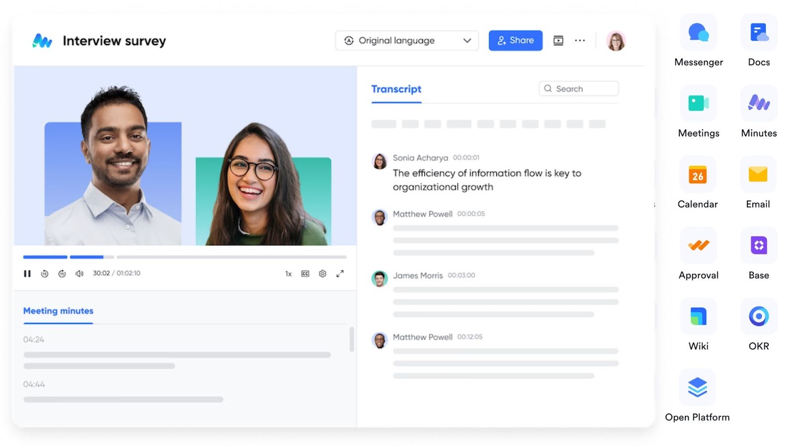 Lark's integrated meeting transcription and collaboration tools