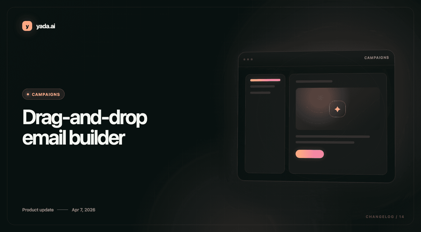 Drag-and-drop email builder — Yada Campaigns product update