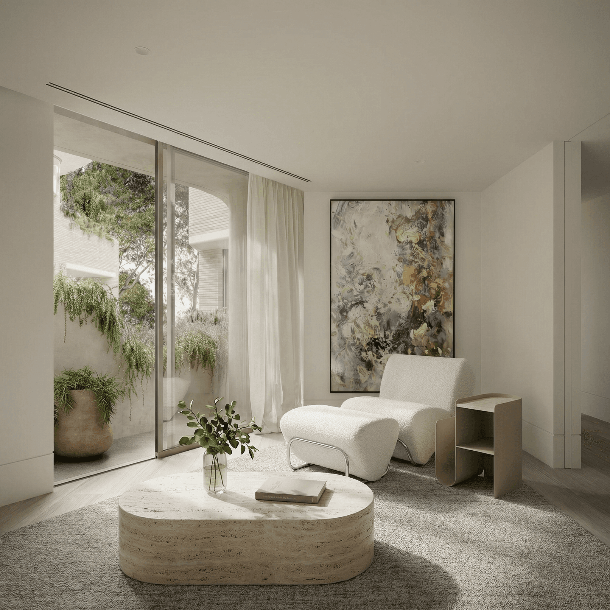 Geometric wooden wall panels with angled shapes and warm highlights.