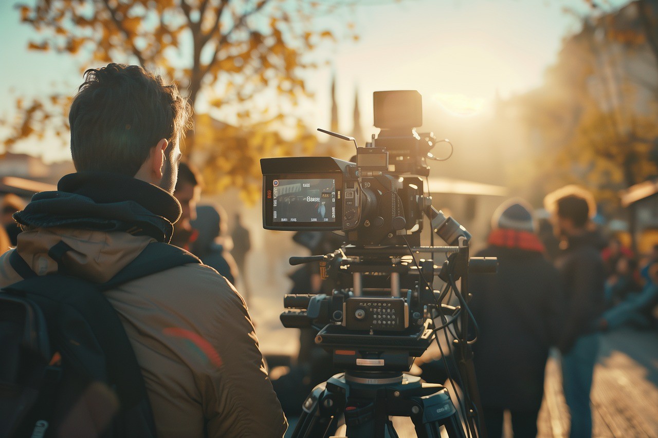 camera man making a Video camera