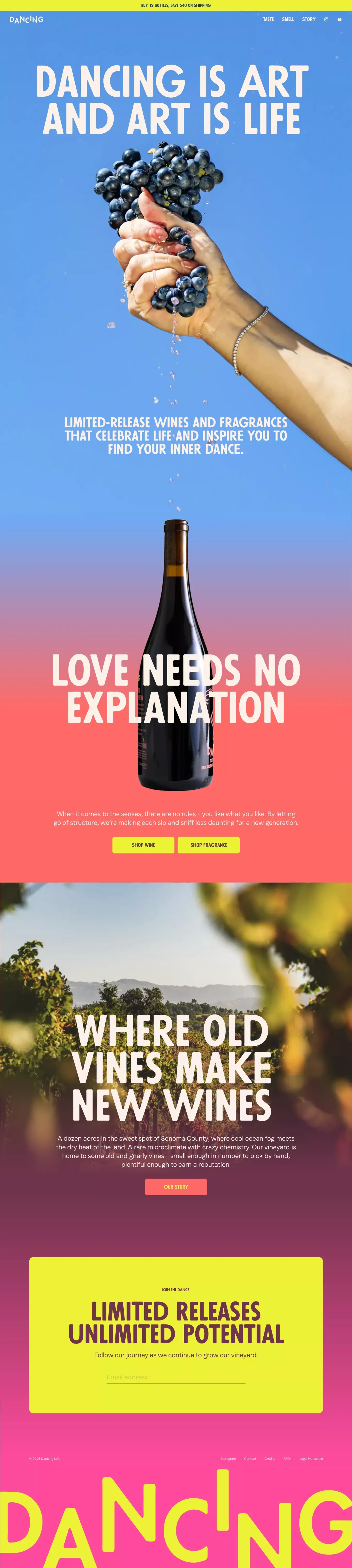 Dancing ecommerce page screenshot showcasing Beauty and Ecommerce design