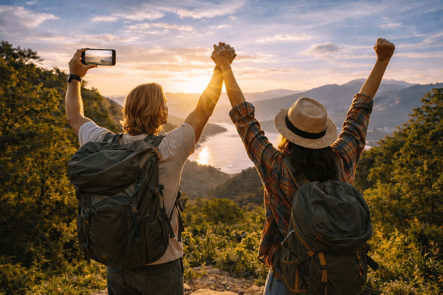 Man with surfing with paddle
