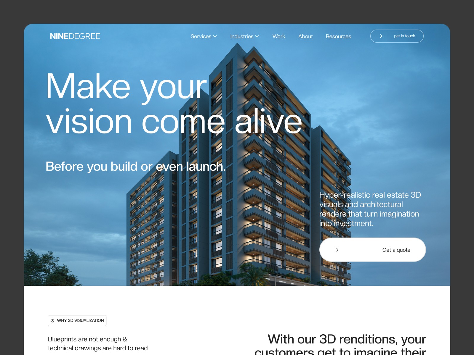 Nine Degree webflow website design preview shots