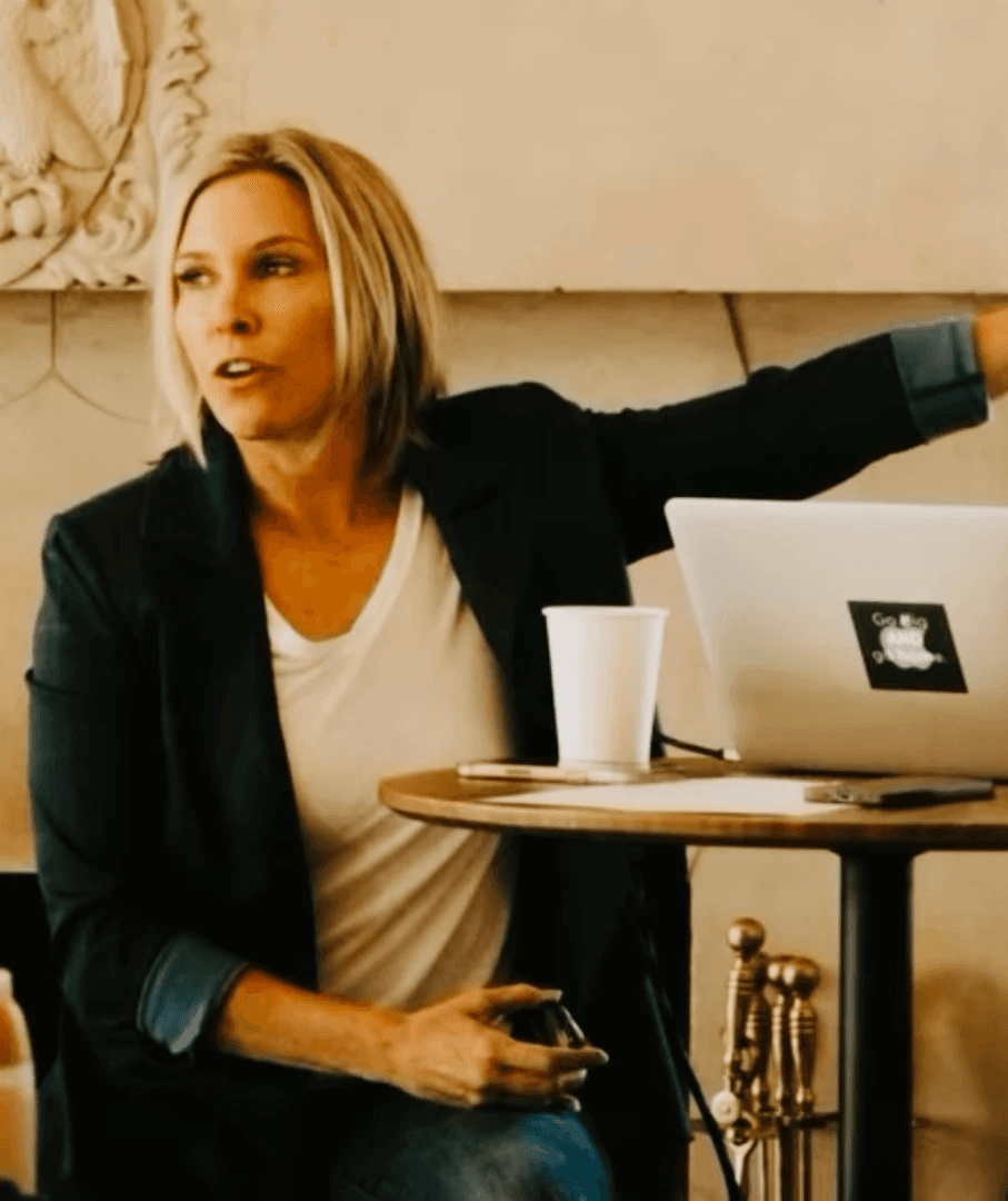 Two people talking on a walk