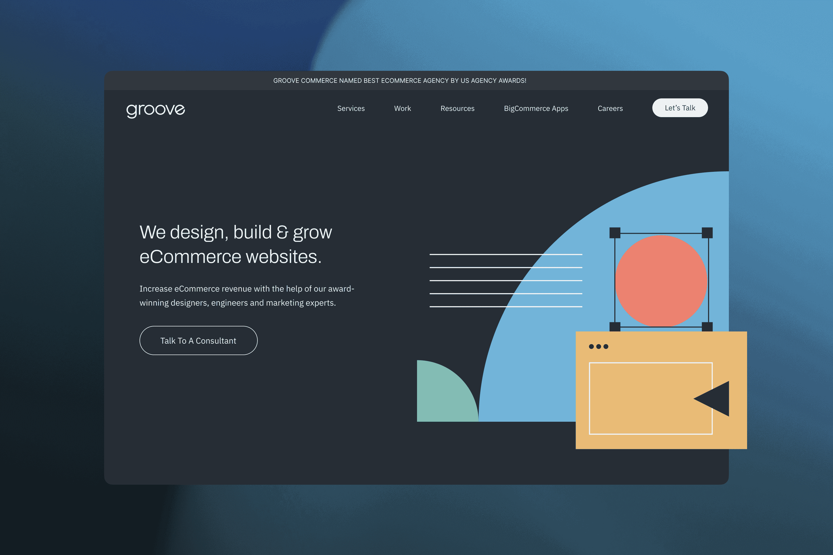 Logo of Groove Commerce against a dark background