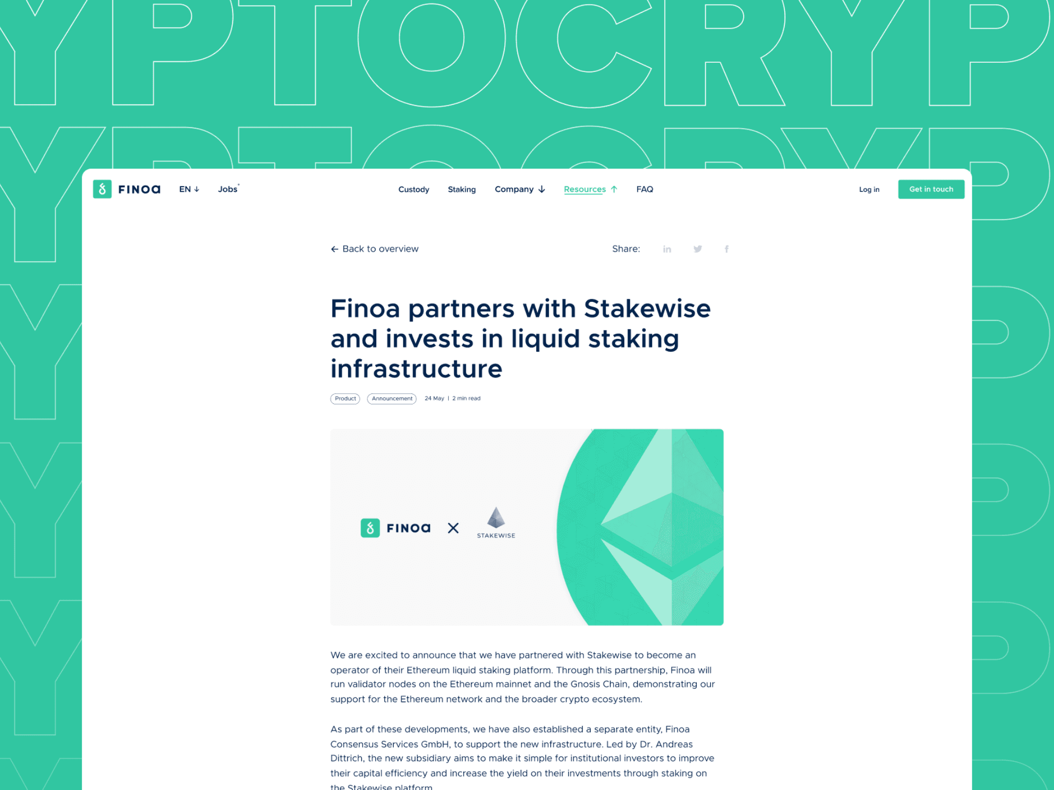 Landing page presenting dashboard of a product