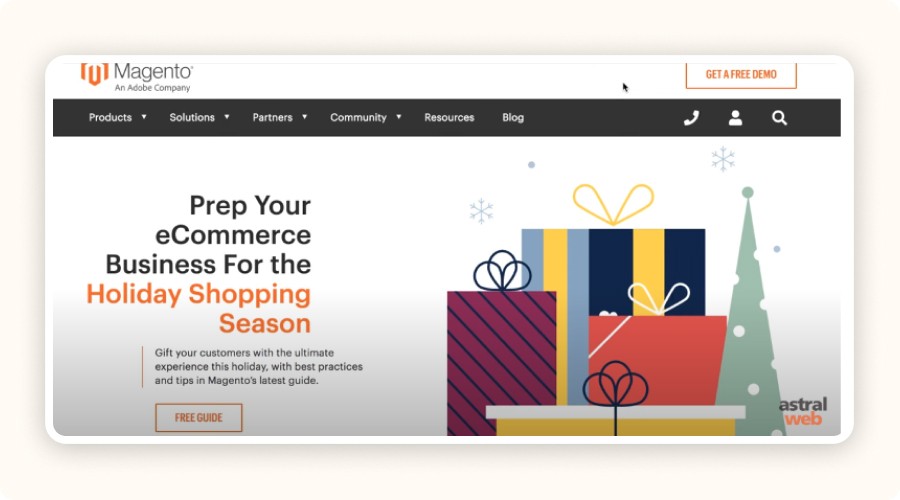 Magento Commerce homepage