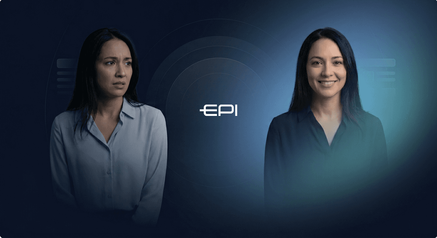 EPI Collective transformation showing participant before and after personal growth journey