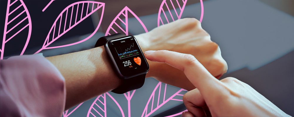 Person engaging with their smart watch from POV angle
