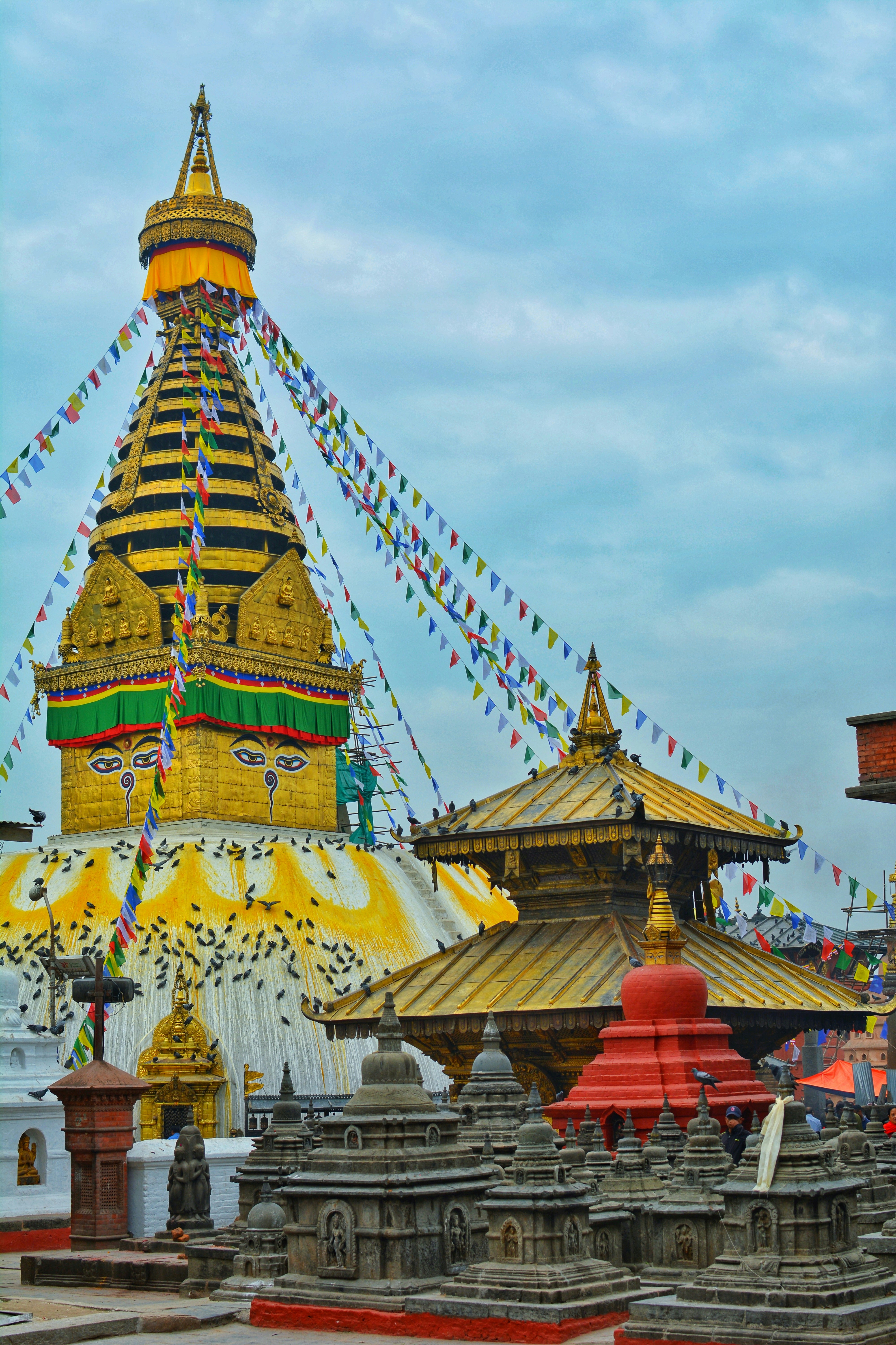 Main palace of Kathmandu with its flags, the capital of Nepal