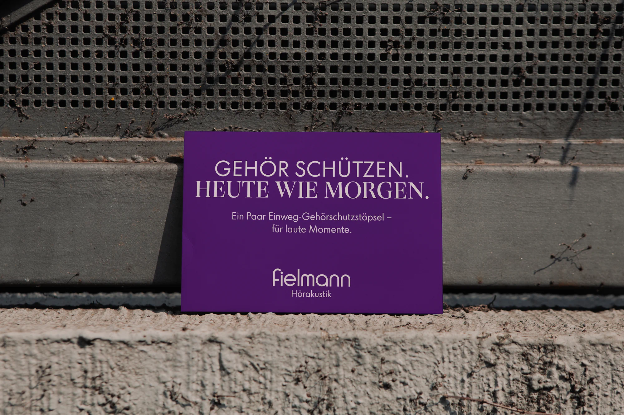 Printed hearing protection campaign material encouraging long-term hearing health awareness.