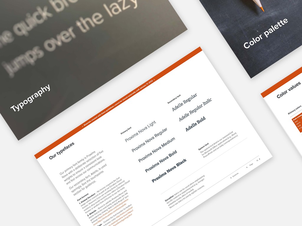 Typography page from a brand guide