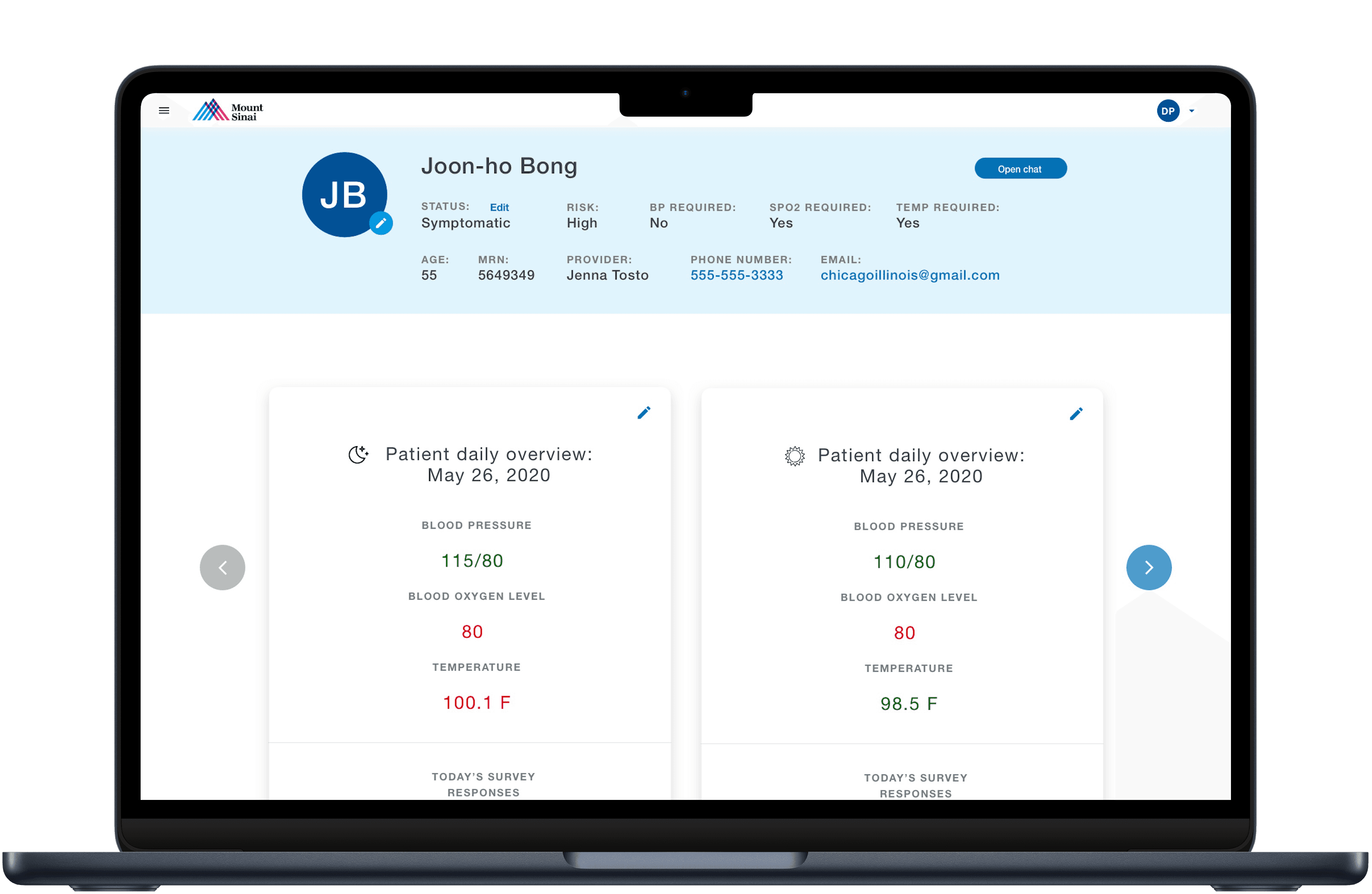 desktop image of doctor's experience for tracking patients