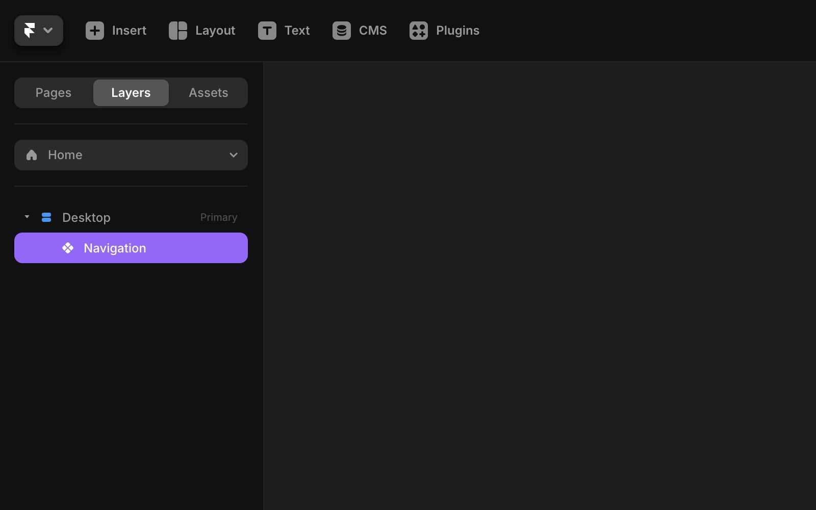 在图层面板中显示一个导航组件。