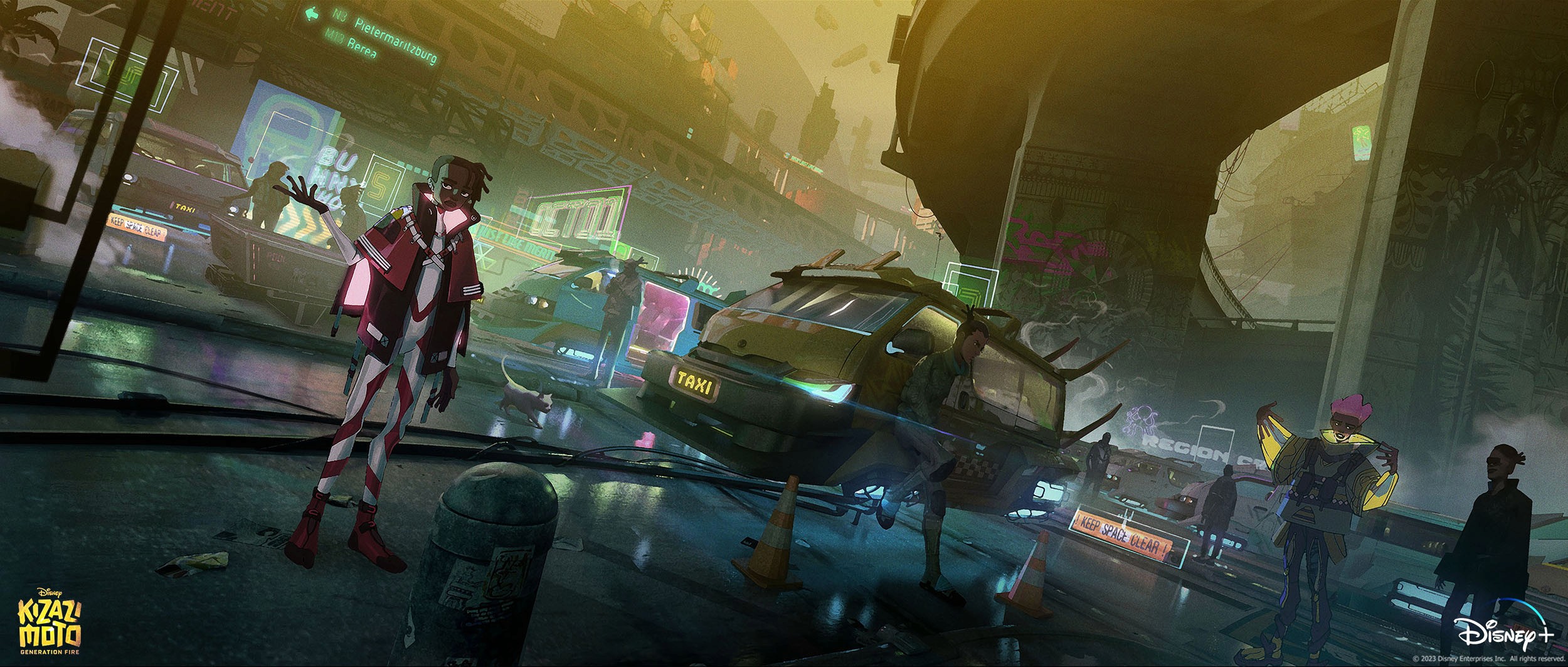 Environment concept art for Kizazi Moto – exploring cultural architecture and futuristic design elements