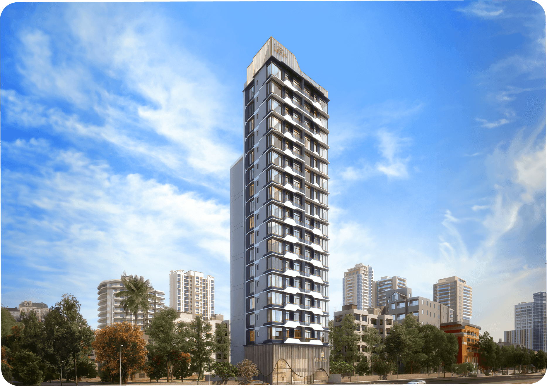 Wooden bench in sunlight with geometric shadows on floor.