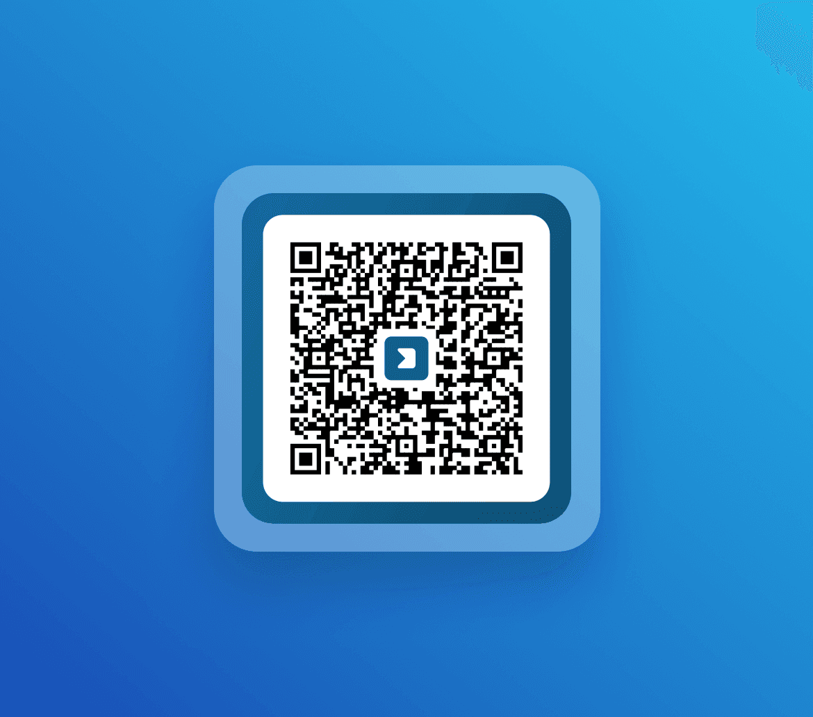 QR-Code-Widget auf blauem Hintergrund