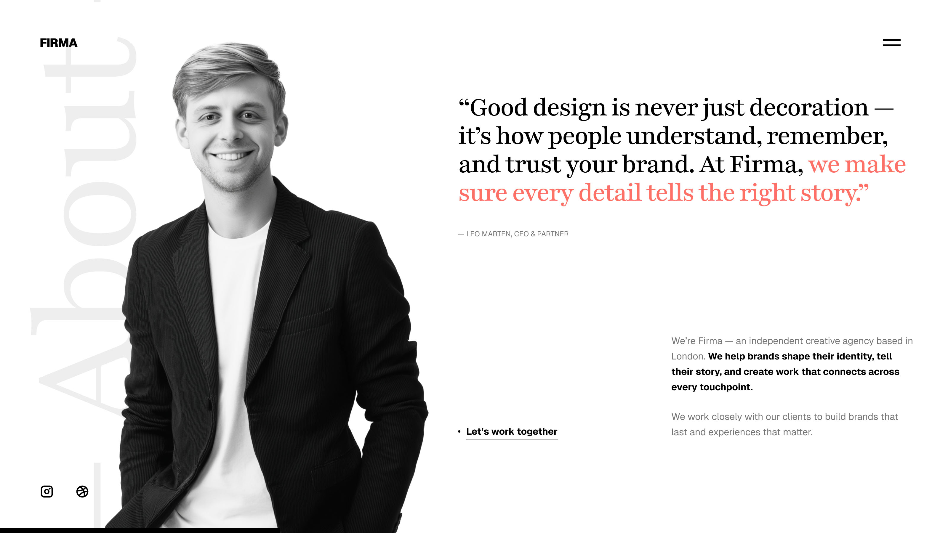 Firma website template for design studios