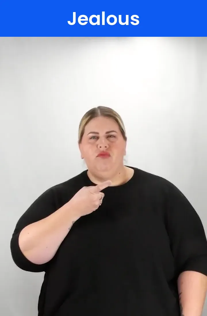 A Deaf signer signs JEALOUS in ASL