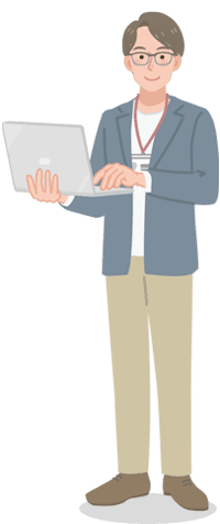 弁護士・税理士である笠井をイメージしたスーツを着た男性のイラスト。
