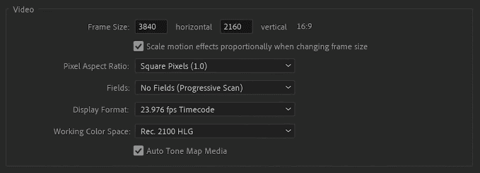 Screenshot of an older version of Premiere Pro where the color space setting was in the sequence settings panel – screenshot from Straight To The Point video (linked above).