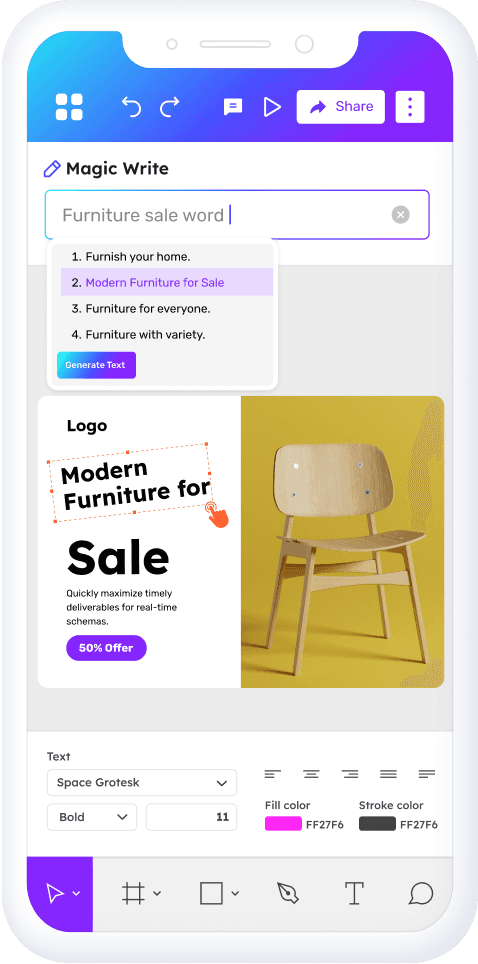 Design app in the phone