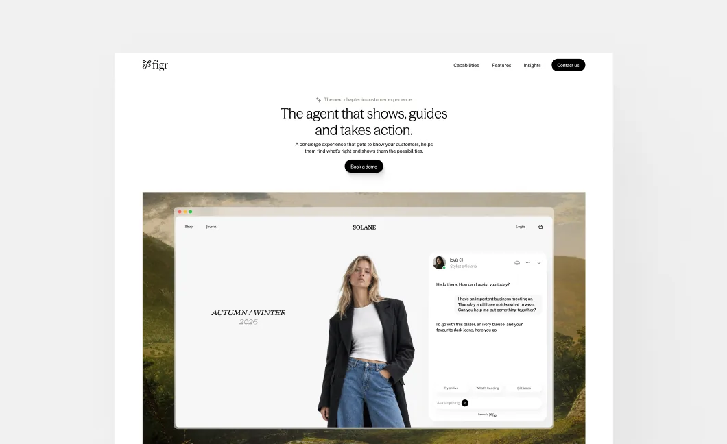 Figr website homepage with AI agent chat
