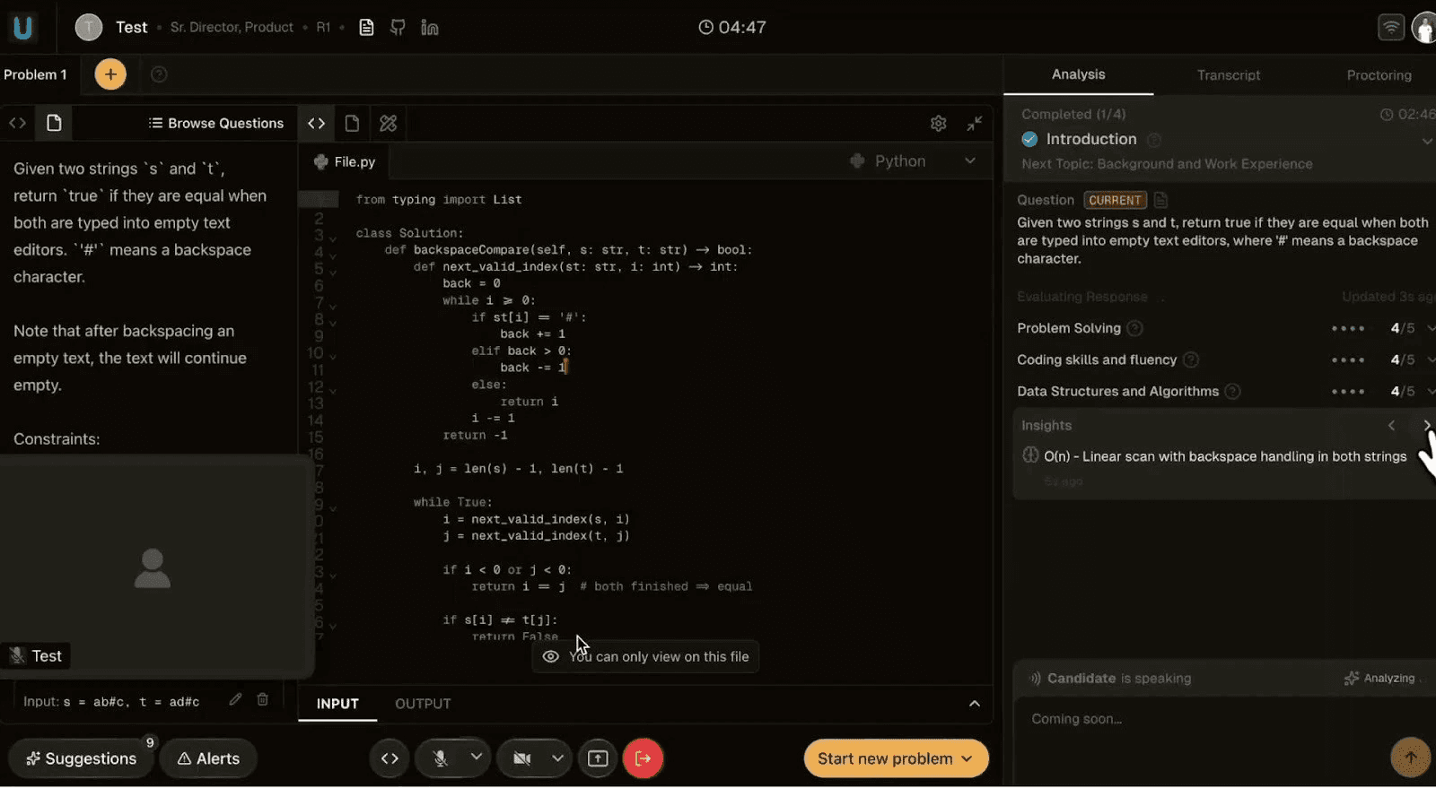 Real-time evaluation scores