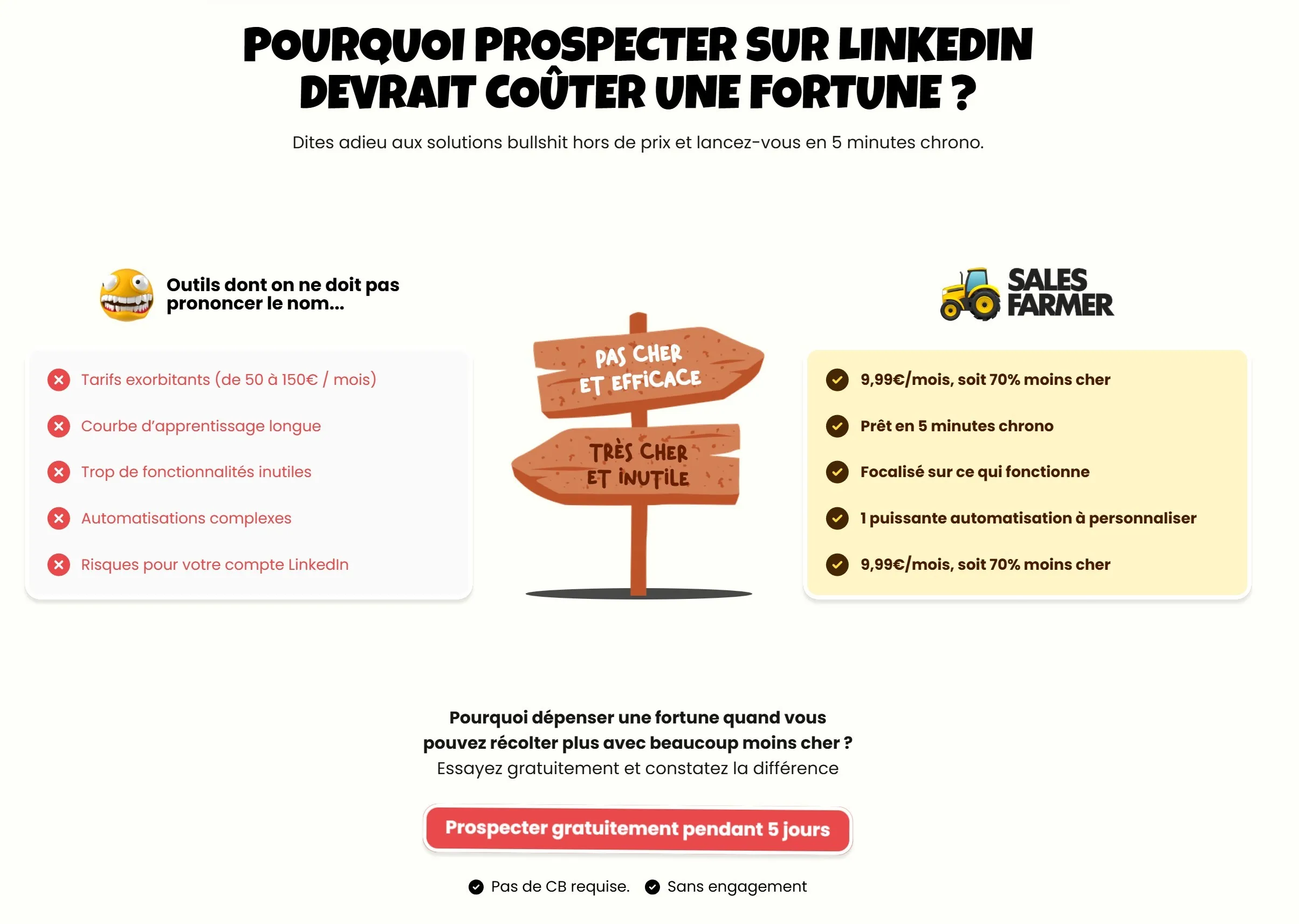 section avant après landing page sales farmer